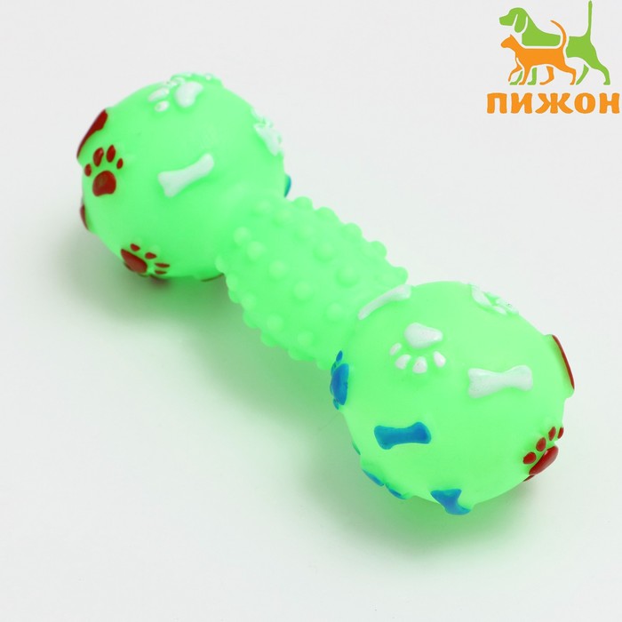 Игрушка пищащая Гантель с лапками для собак, 13 см, зелёная игрушка пищащая гантель с лапками для собак 13 см зелёная
