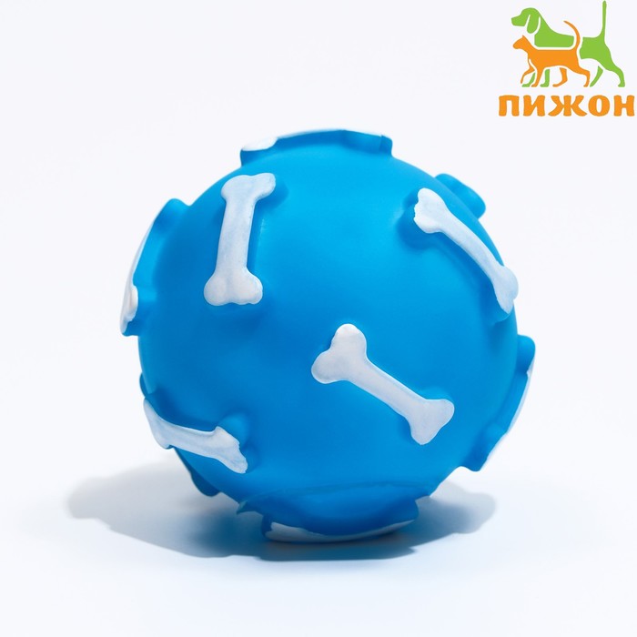 

Игрушка пищащая "Шар с косточками"для собак, 8 см, синяя