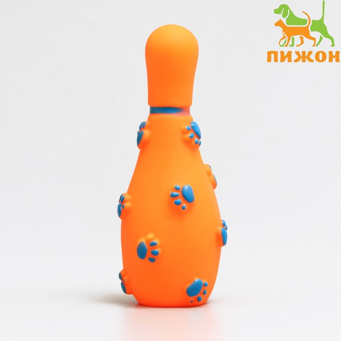 Игрушка пищащая Кегля для собак, 14 см, оранжевая