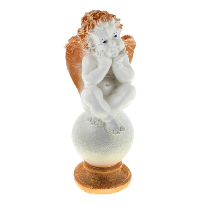 Статуэтка «Ангел на шаре» бело-золотая, 22 × 22 × 65см