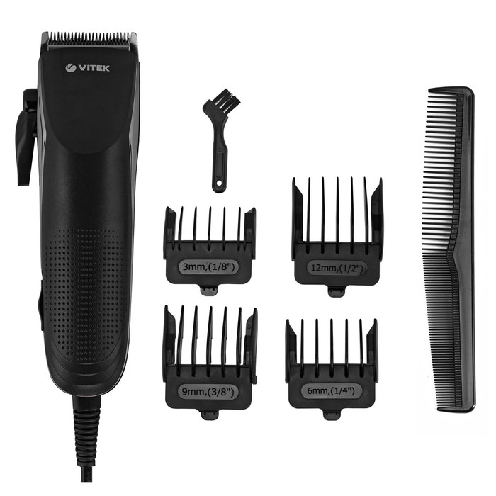 

Машинка для стрижки Vitek VT-2569 BK, 9 Вт, 3-12 мм, 4 насадки, 220 В