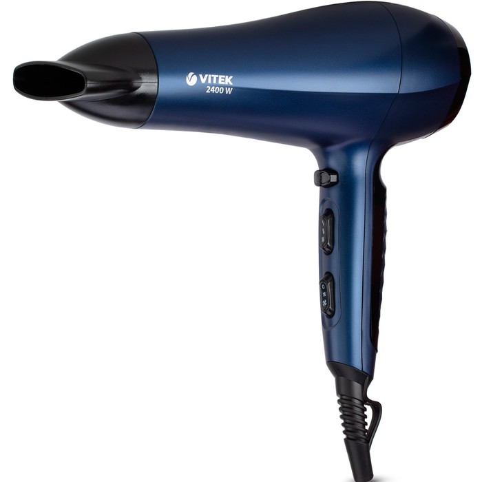 

Фен Vitek VT-2530, 2400Вт, 3 режима, 2 скорости, 1 насадка, хол. возд., ионизация, 1.8м