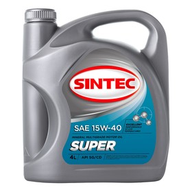 Масло моторное Sintoil/Sintec 15W-40, супер, SG/CD, минеральное, 4 л