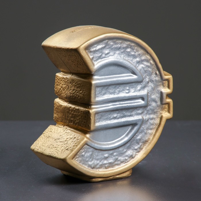 Копилка "Евро" 8х18х20см золото серебро