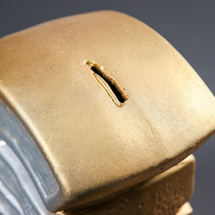 Копилка "Евро" 8х18х20см золото серебро