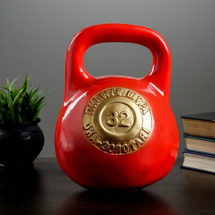 Копилка "Гиря" большая, красная, микс