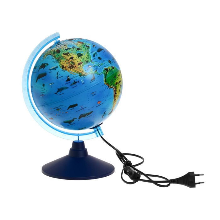 Глобус зоогеографический Глобен, интерактивный, диаметр 210 мм, с подсветкой, с очками