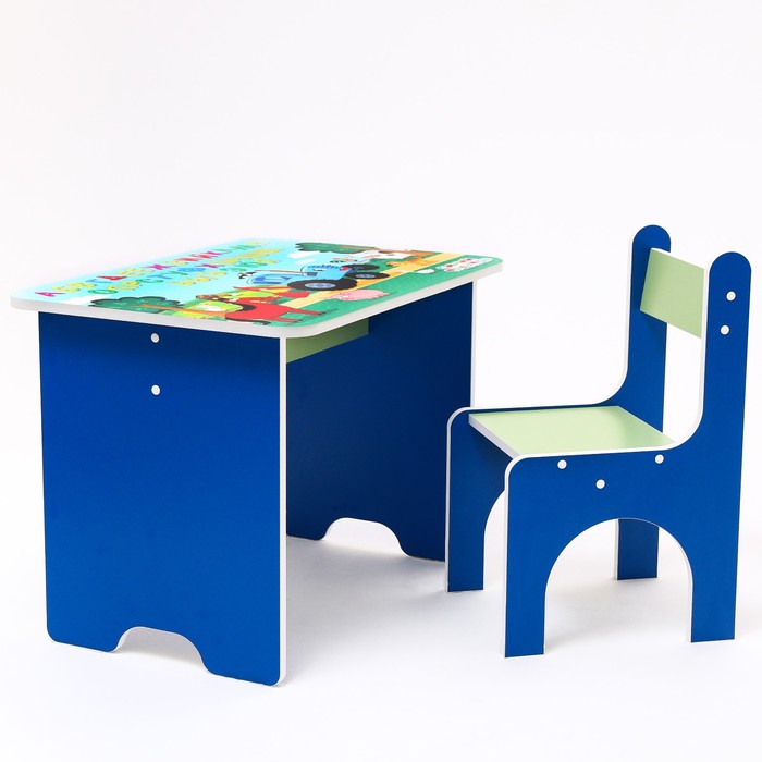 Комплект мебели «Синий трактор», стол и стул фотографии