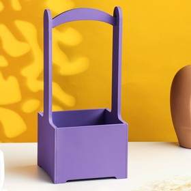 Кашпо - ящик деревянный 13,5х13,5х30 см см фиолетовый