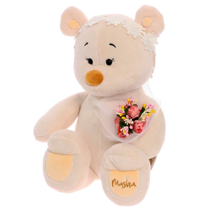 фото Мягкая игрушка «медведь masha с цветами», 30 см kult of toys