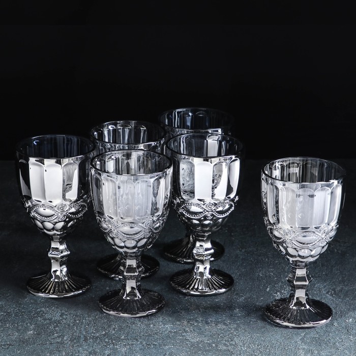 Набор бокалов стеклянных «Лоза», 350 мл, 6 шт, цвет серый