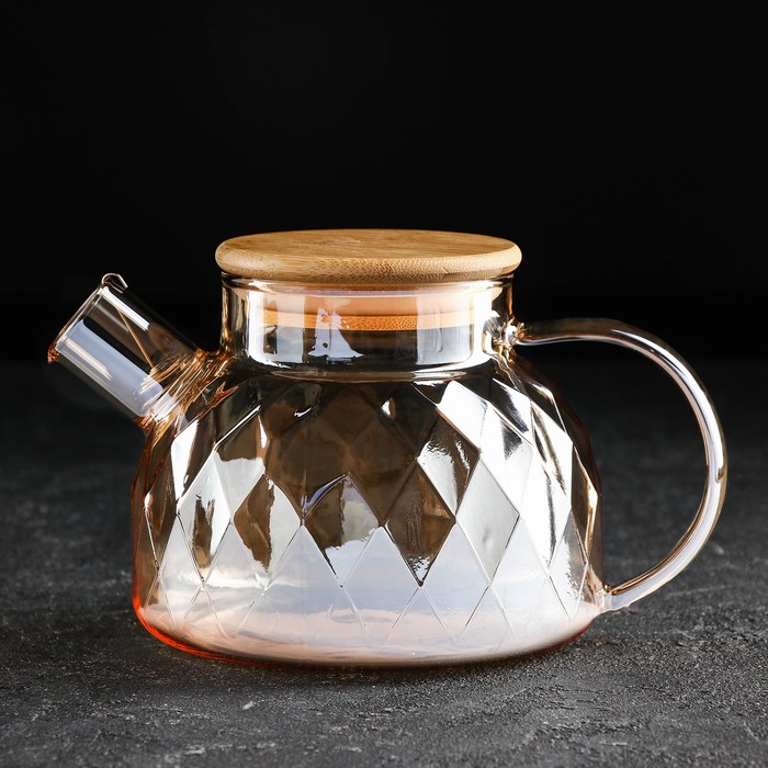 чайник стеклянный заварочный с металлическим ситом диана 800 мл Чайник стеклянный заварочный «Круиз», 800 мл, с металлическим ситом, цвет золотой