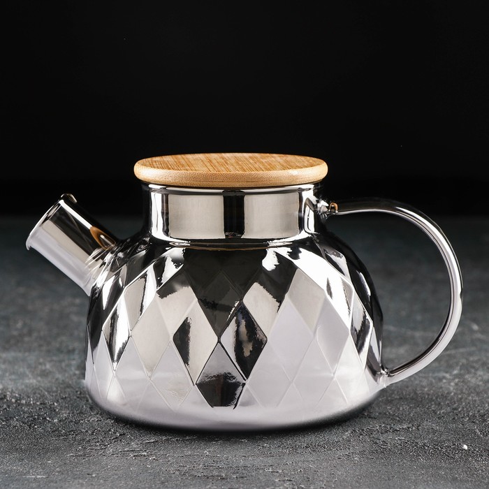 чайник стеклянный заварочный бетти 800 мл с металлическим ситом цвет чёрный Чайник стеклянный заварочный «Круиз», 800 мл, с металлическим ситом, цвет серый