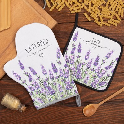 Набор Кухонный «Lavender», варежка-прихватка 20х28см, прихватка 19х19см, 100% хлопок