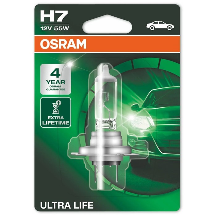 Лампа автомобильная Osram Ultra Life, H7, 12 В, 55 Вт, 64210ULT-01B лампа автомобильная osram h7 12 в 55 вт px26d