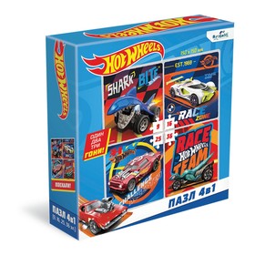 

Набор пазлов 4 в 1 Hot wheels «Готовы к старту», 9-16-25-36 элементов