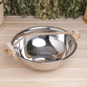 

Шайка 9 л, нержавеющая сталь, ручка-канат