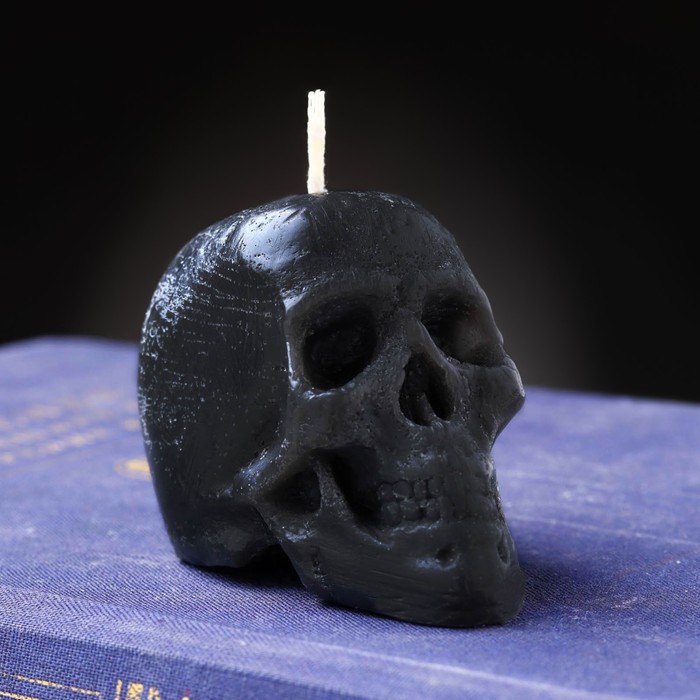 Свеча фигурная ритуальная Череп, 6 см, черный свеча фигурная в бетоне череп 14х11 см красный