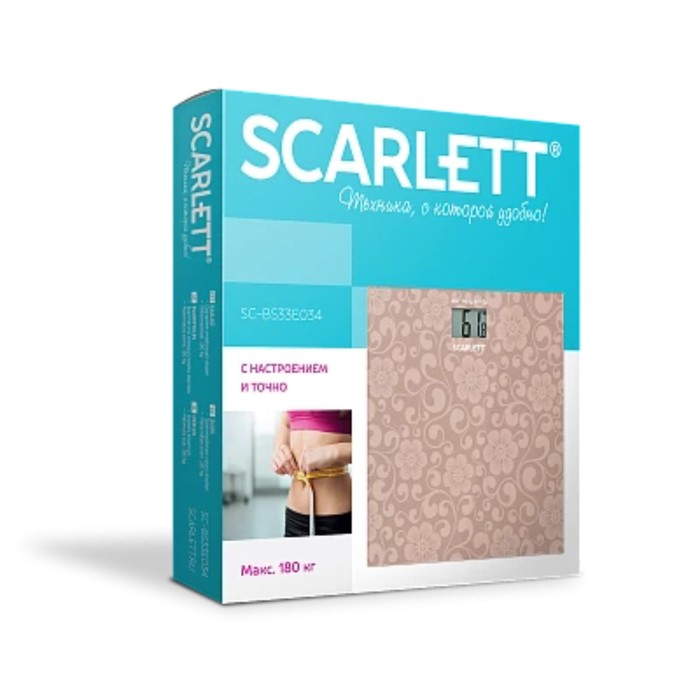 

Весы напольные Scarlett SC-BS33E044, электронные, до 180 кг, бежевые