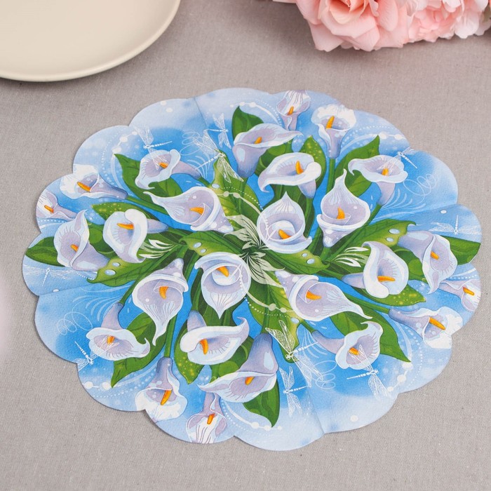 Салфетки бумажные "Art Bouquet" Белые лилии, 3 слоя, 12 листов, d 32 7817480