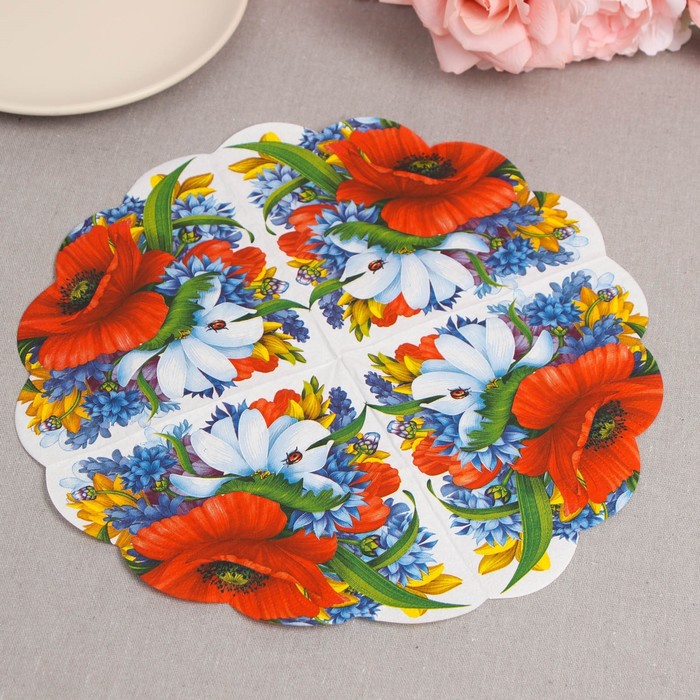 Салфетки бумажные "Art Bouquet" Букет, 3 слоя, 12 листов, d 32 7817481