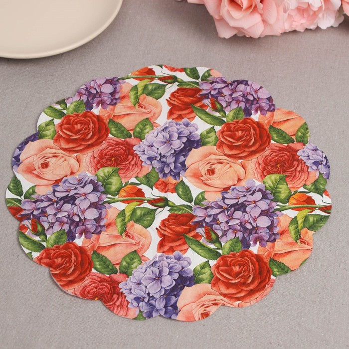 Салфетки бумажные "Art Bouquet" Прекрасные цветы, 3 слоя, 12 листов, d 32 7817489