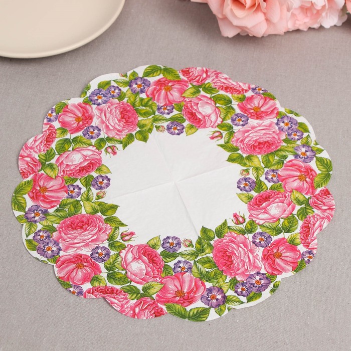 Салфетки бумажные "Art Bouquet" Розы, 3 слоя, 12 листов, d 32 7817490