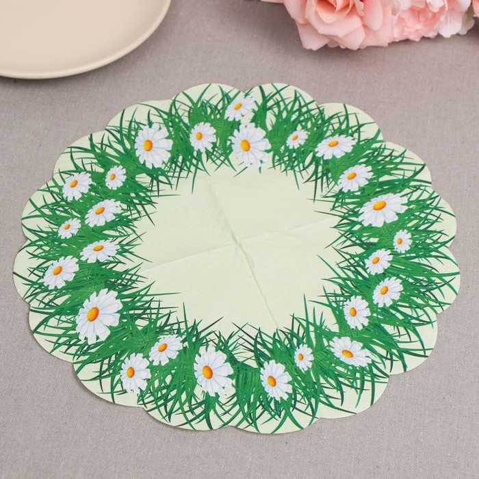 Салфетки бумажные "Art Bouquet" Ромашка, 3 слоя, 12 листов, d 32 7817492