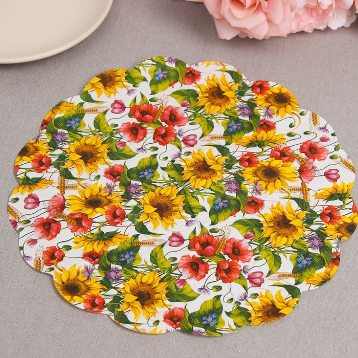Салфетки бумажные "Art Bouquet" Солнечный букет, 3 слоя, 12 листов, d 32 7817493
