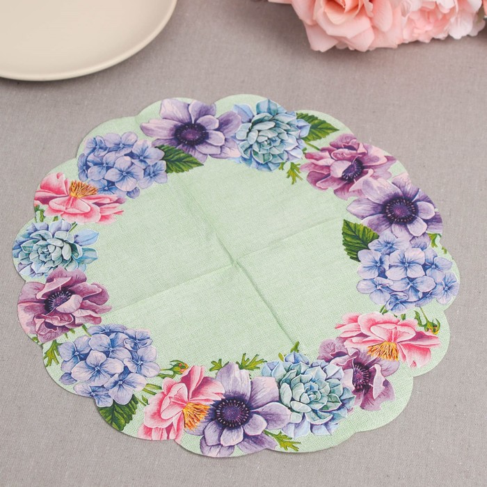 Салфетки бумажные "Art Bouquet" Цветочный натюрморт, 3 слоя, 12 листов, d 32 7817496