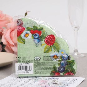 

Салфетки бумажные "Art Bouquet" Ягодное ассорти, 3 слоя, 12 листов, d 32