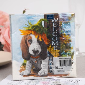 

Салфетки бумажные "Art Bouquet" Добро пожаловать, 3 слоя,33x33, 20 листов