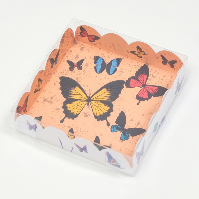 Коробочка для печенья, Акварельные бабочки, 12 х 12 х 3 см силиконовый чехол на realme 3 бабочки 12 для реалми 3