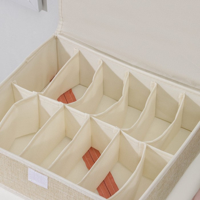 Набор органайзеров для белья с крышкой «Пастель», 3 шт, 31,5×25×10 см, цвет бежевый