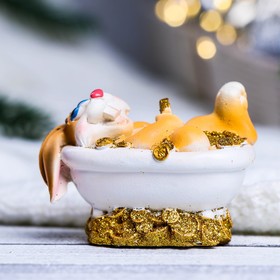 

Копилка "Заяц купается" рыжий, 7х5х9см
