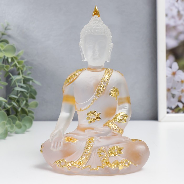 Сувенир полистоун Будда Варада Мудра - приветствие прозрачный 17х10х7 см