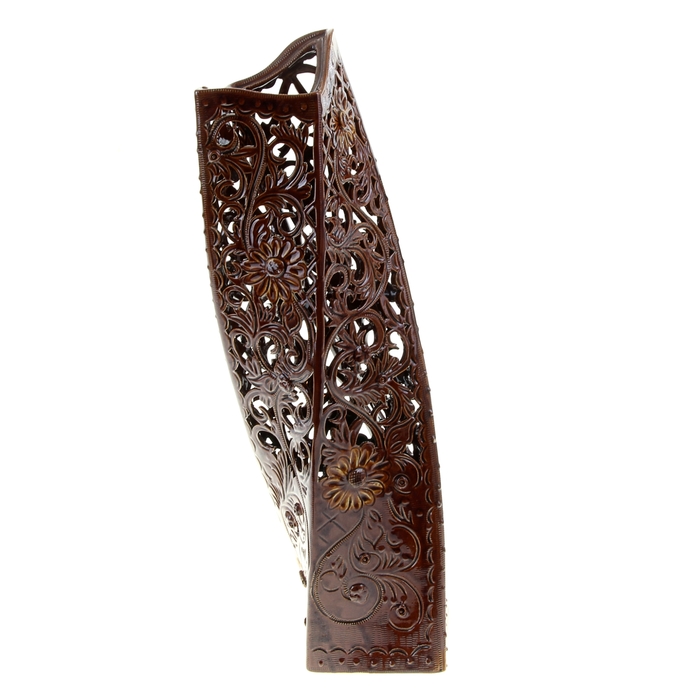 Ваза "Спираль" коричневая, резная