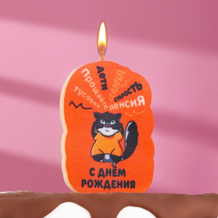 

Свеча для торта "С днем рождения", кот, 6,5 см, коричневая