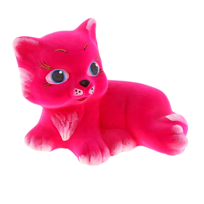 Копилка "Котёнок" розовая, флок