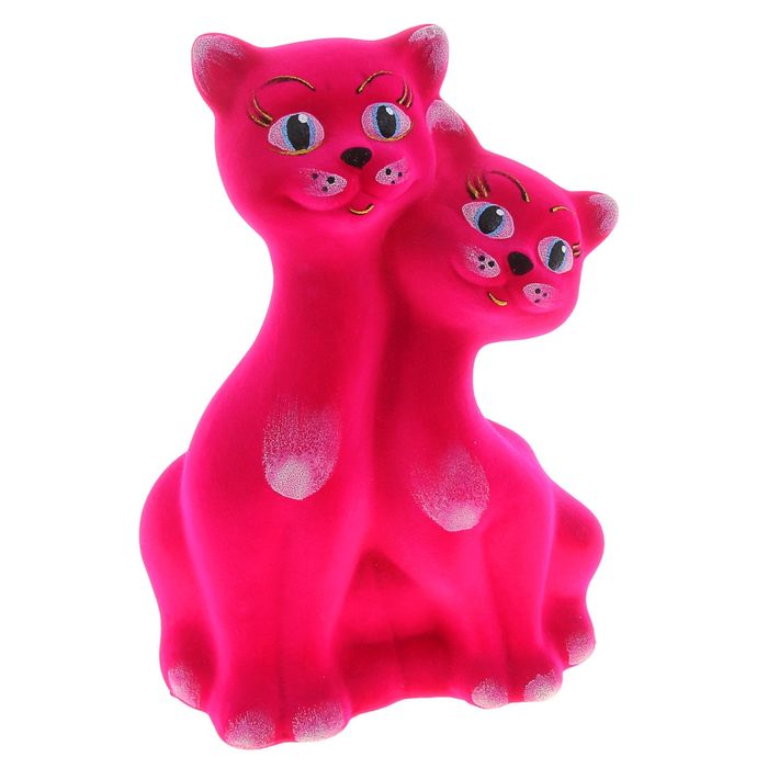 Копилка "Коты вместе" флок, розовая, микс