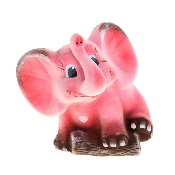 Копилка "Слон" флок, розовая, микс