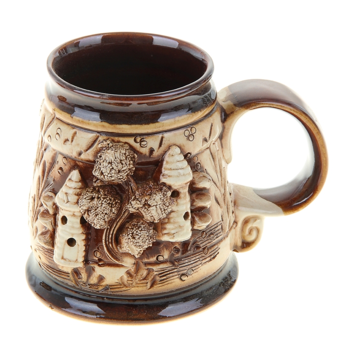 Кружка для пива "Тор", малая, декорированная глиной, 0,4 л