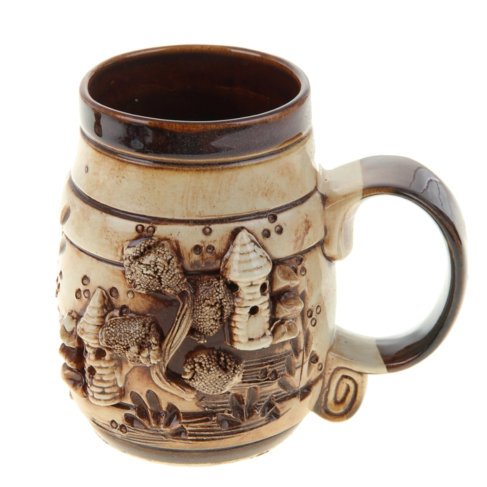 Кружка для пива "Бочка", декорированная глиной, 0,7 л