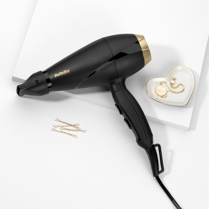 Фен Babyliss 6704E, 2000 Вт, 2 режима, 2 скорости, насадка, хол.воздух, AC мотор, 2.8 м