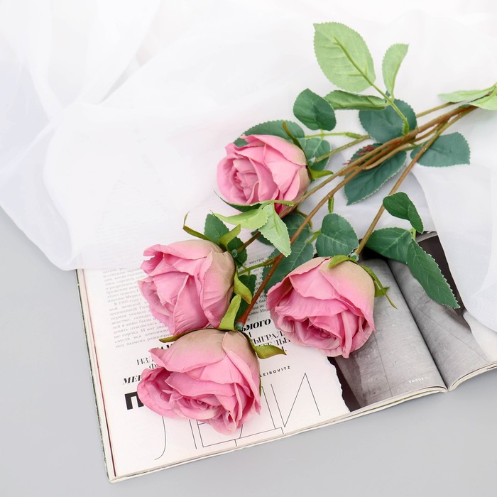 Цветы искусственные Роза Блю Парфюм d-5 см 60 см, тёмно-розовый цветы искусственные гипсофила хлопчатая 60 см розовый