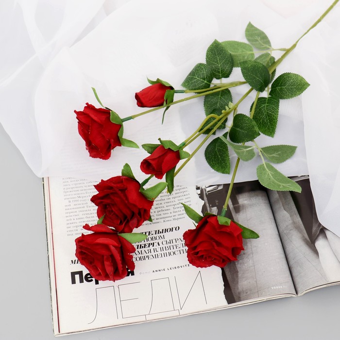 Цветы искусственные Роза Глория Дей d-4 см, красный цветы искусственные роза глория 9х60 см белый