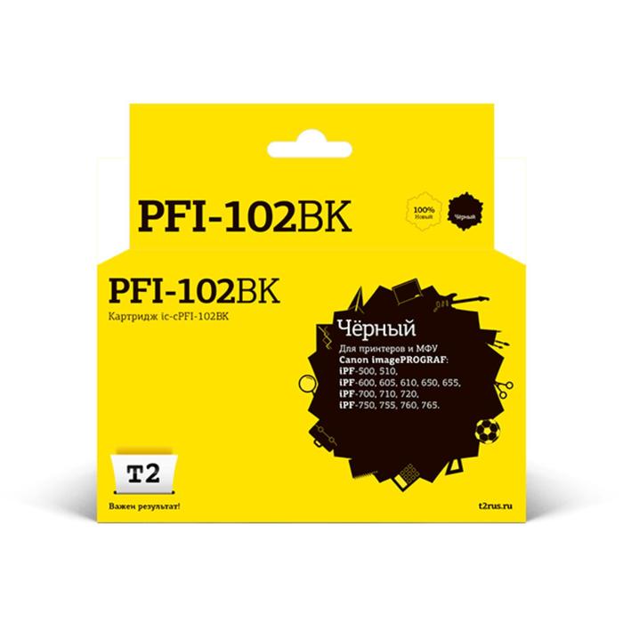 Лазерный картридж T2 IC-CPFI-102BK (iPF-500/510/600/605/610/710/755/760/765) Canon, черный лазерный картридж t2 ic cpfi 102mbk ipf 500 510 600 605 655 765 canon матовый черный