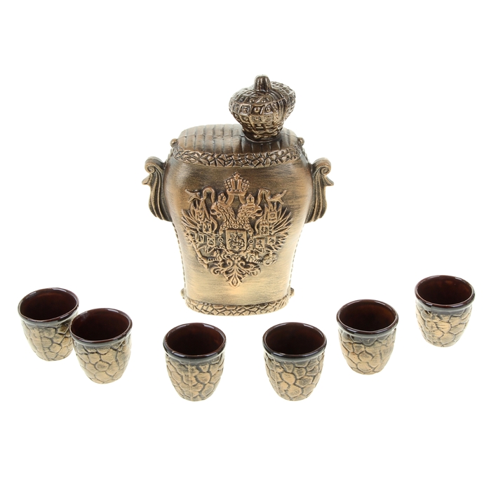 Штоф с рюмками "Корона" бронза, 7 предметов, 1 л/ 0,05 л