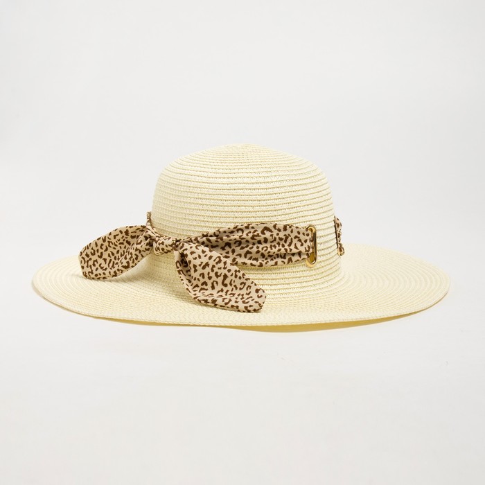 Шляпа женская MINAKU Leopard цвет молочный, размер 56-58 шляпа женская minaku leopard цвет молочный размер 56 58