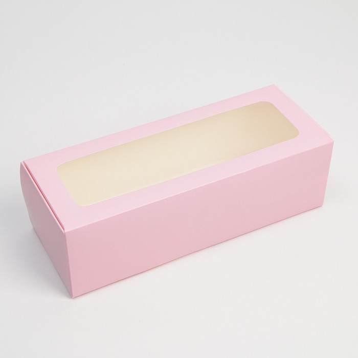 Коробка кондитерская с окном, упаковка, «Розовая», 26 х 10 х 8 см